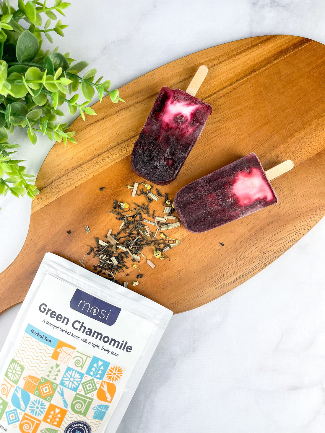 Summer Cherry and Green Chamomile Popsicles - Mosi Tea