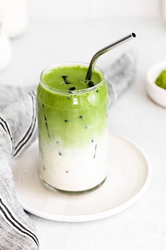 Iced Almond Matcha Latte - Mosi Tea