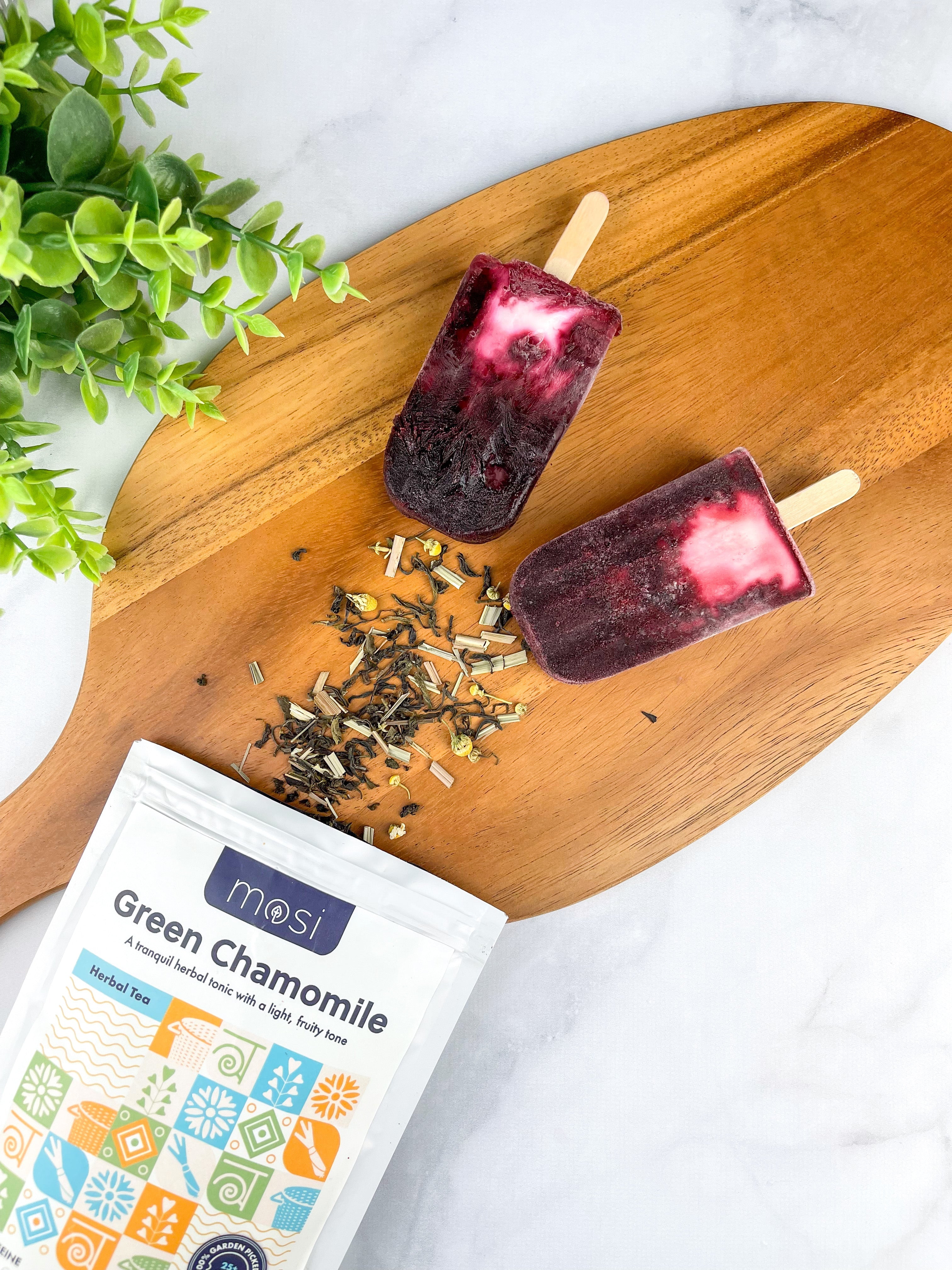 Summer Cherry and Green Chamomile Popsicles - Mosi Tea